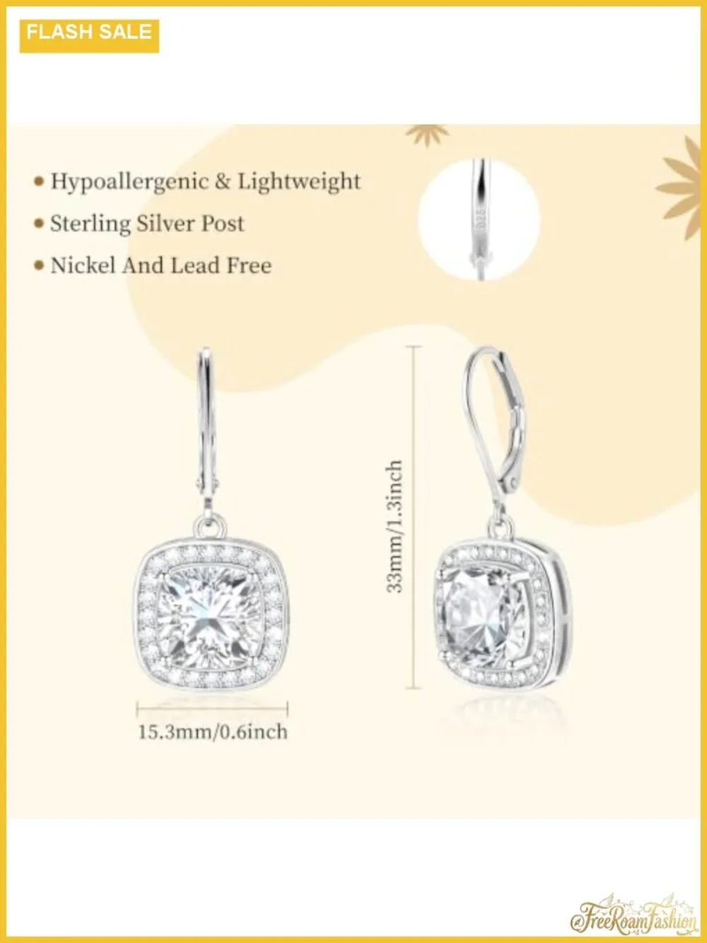 Sterling Silver Dangle Opal Earrings for Women Sparkly Square Drop